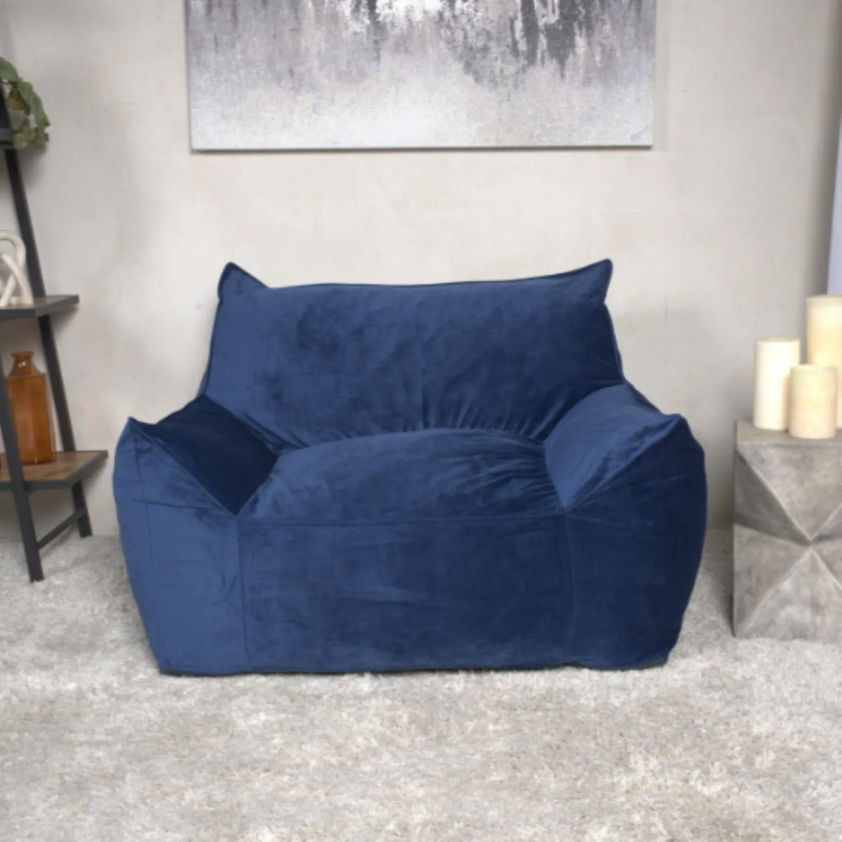 Velveteen Foam-Filled Armrest Bean Bag Chair - Omega Lifestyles