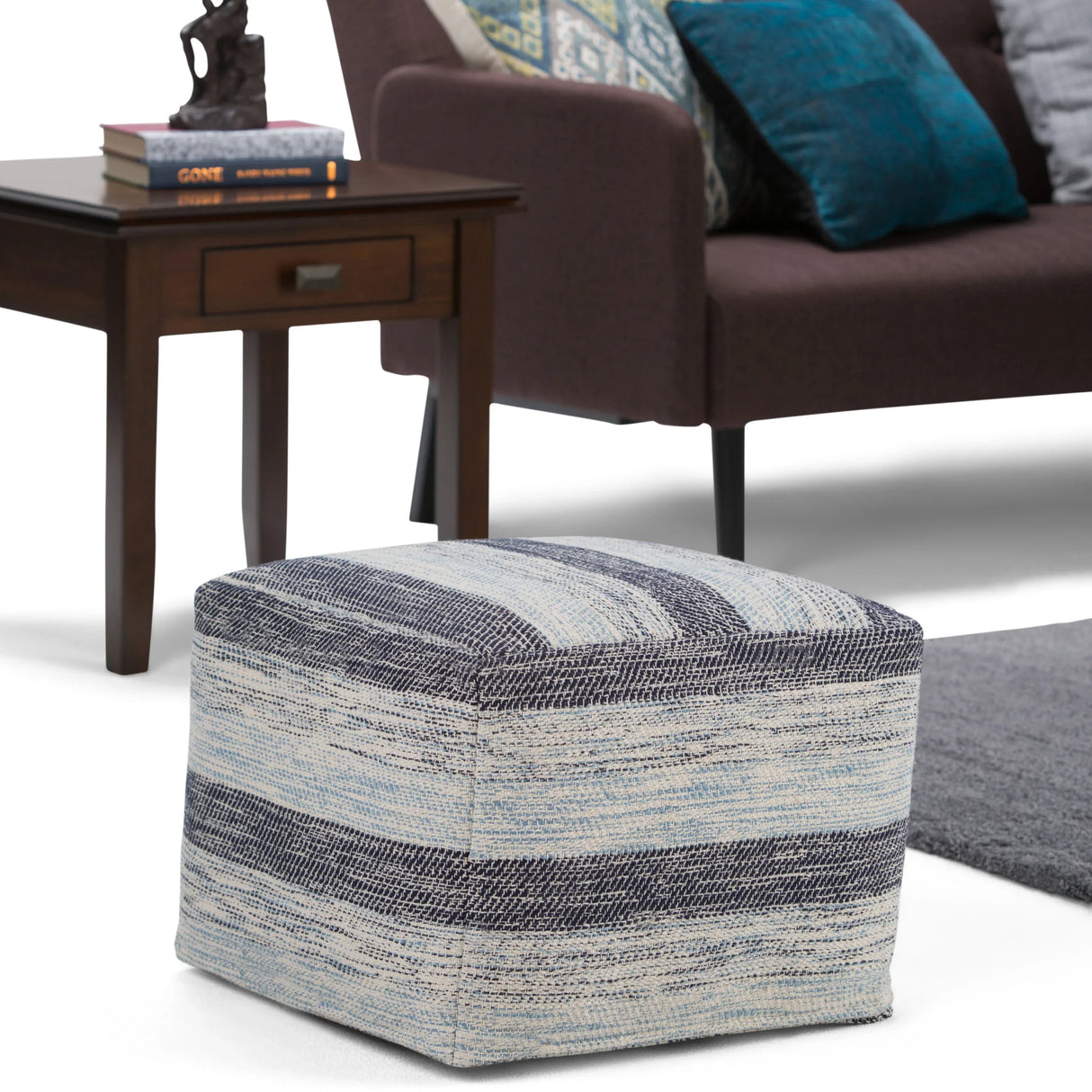 Square Fabric Pouf With Supportive Polystyrene Filling - Omega Lifestyles