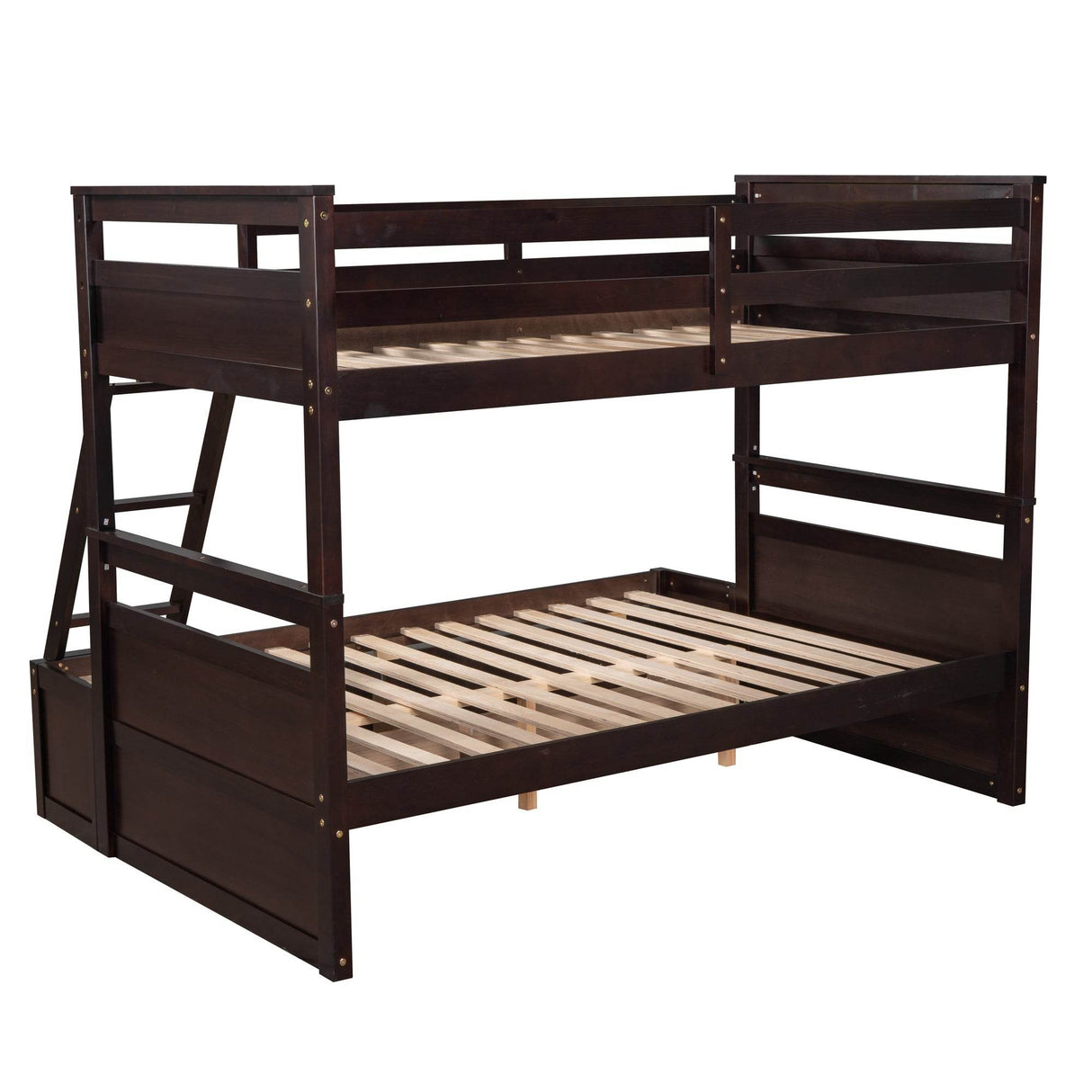 Twin-Over-Full Solid Wood Storage Bunk Bed Espresso - Omega Lifestyles