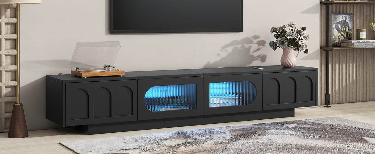 Smart LED Bluetooth Black Particle Board TV Stand - Sleep Galleria