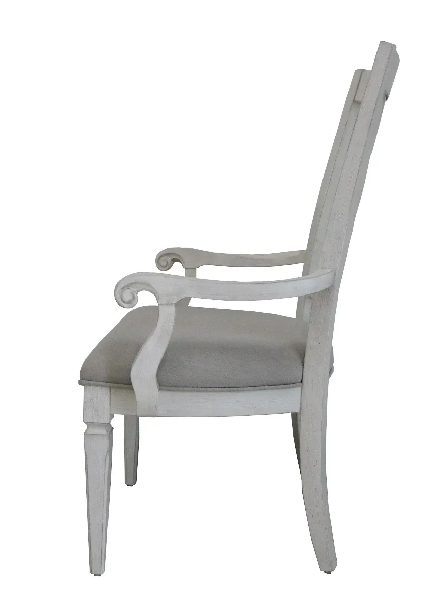Set of 2 Light Gray Linen And White Arm Chairs - Omega Lifestyles