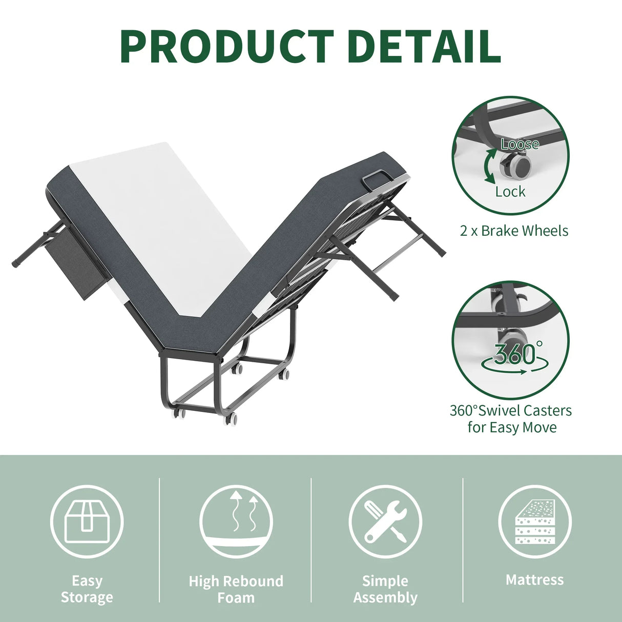 Twin Medium 5-Inch Memory Foam Folding Bed Frame - Omega Lifestyles