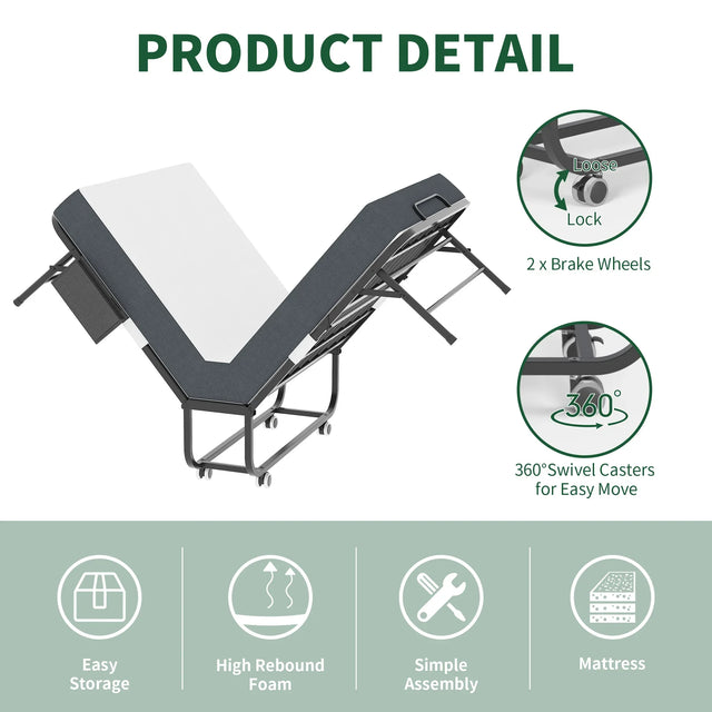 Twin Medium 5-Inch Memory Foam Folding Bed Frame - Omega Lifestyles