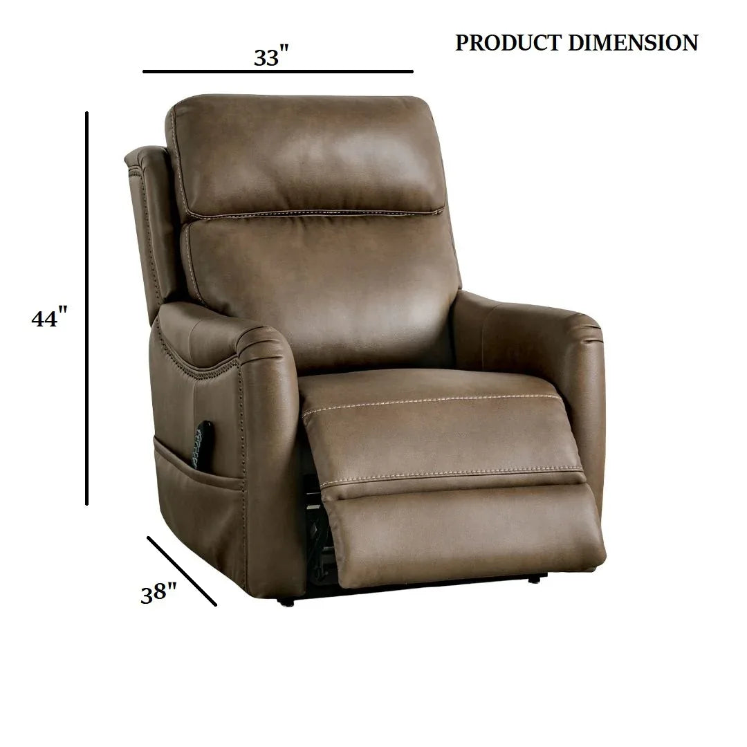 Transitional Brown Leatherette Power Lift Massage Chair - Omega Lifestyles