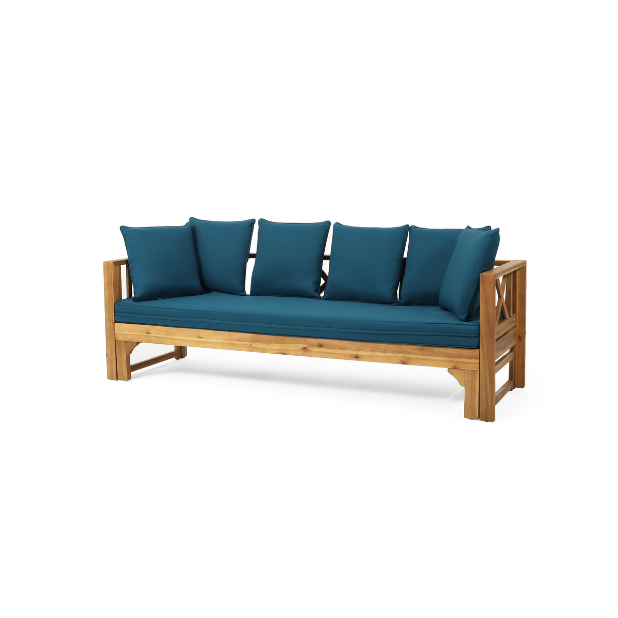 Outdoor Teak Expandable Rustic X-Frame Daybed