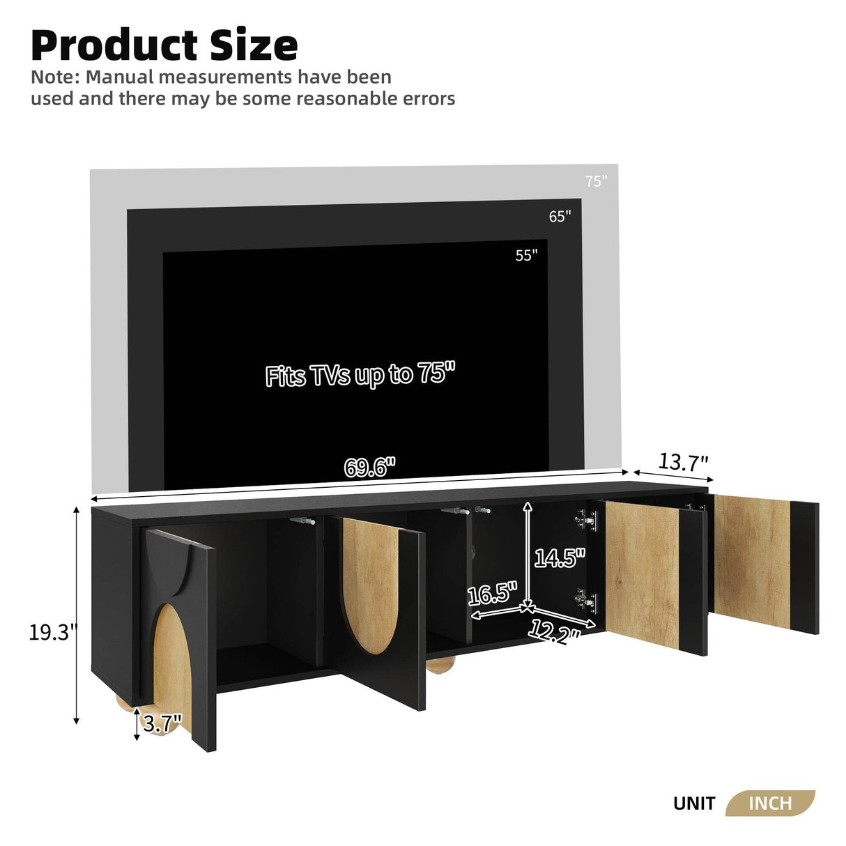 Farmhouse Black MDF Wood Grain TV Stand - Sleep Galleria