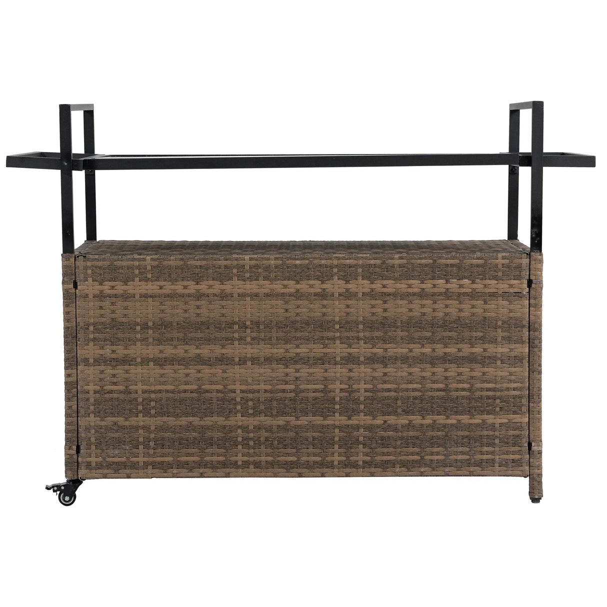 Outdoor Wicker Bar Cart With Glass Top And Wheels - Omega Lifestyles