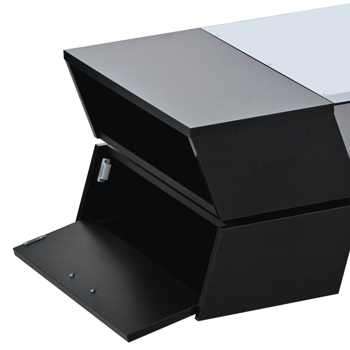 Modernist 2-Tier Black Tempered Glass Coffee Table - Sleep Galleria