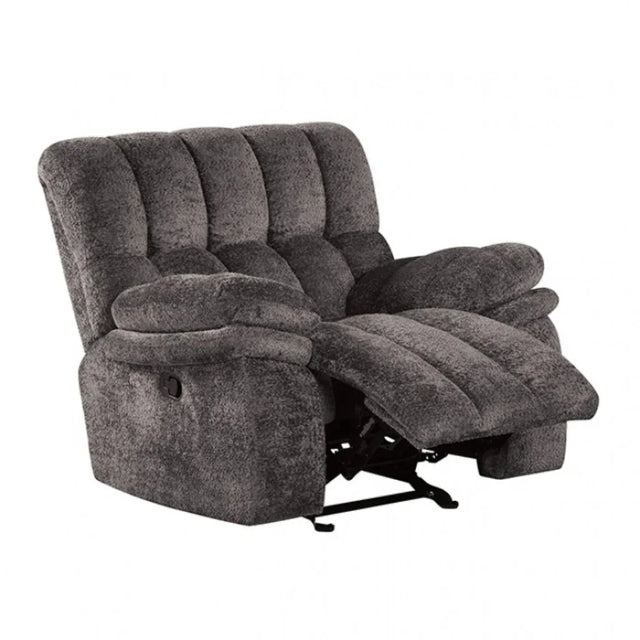 Transitional Dark Gray Glider Recliner With Power Console - Omega Lifestyles