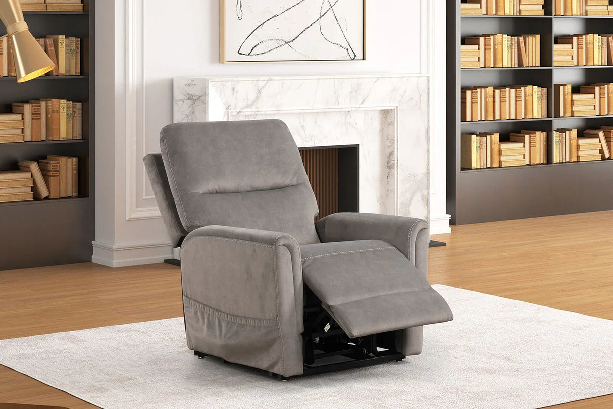 Contemporary Gray Fabric Lift Chair With Heating Massage - Omega Lifestyles