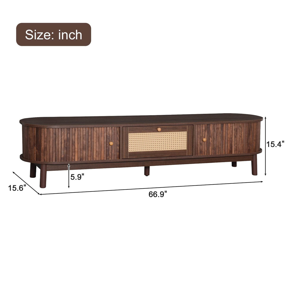 Modern Solid Wood Rattan Media Console TV Stand - Sleep Galleria
