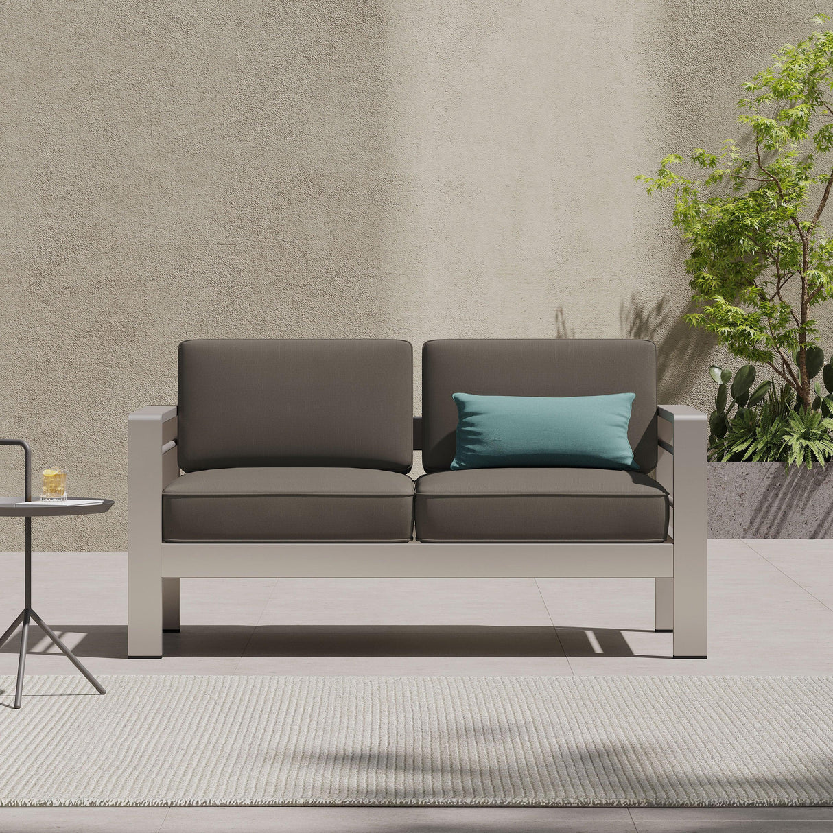 Aluminum Outdoor Patio Loveseat With Water-Resistant Cushion - Omega Lifestyles