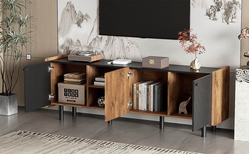 Mid Century Modern TV Stand With Storage Cabinets - Sleep Galleria