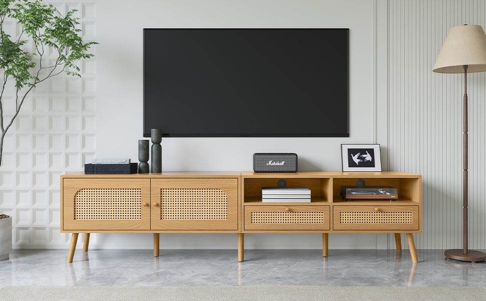 Boho Farmhouse Solid Wood TV Stand Cabinet - Sleep Galleria