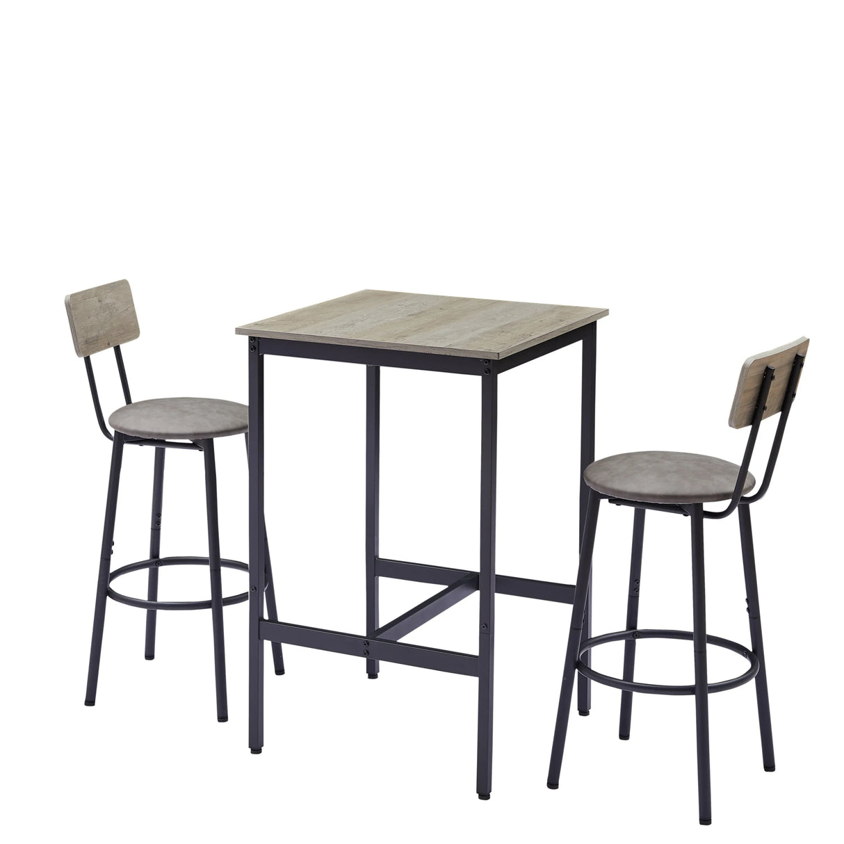 Rustic Grey Particleboard Bar Table Set With 2 Stools - Omega Lifestyles