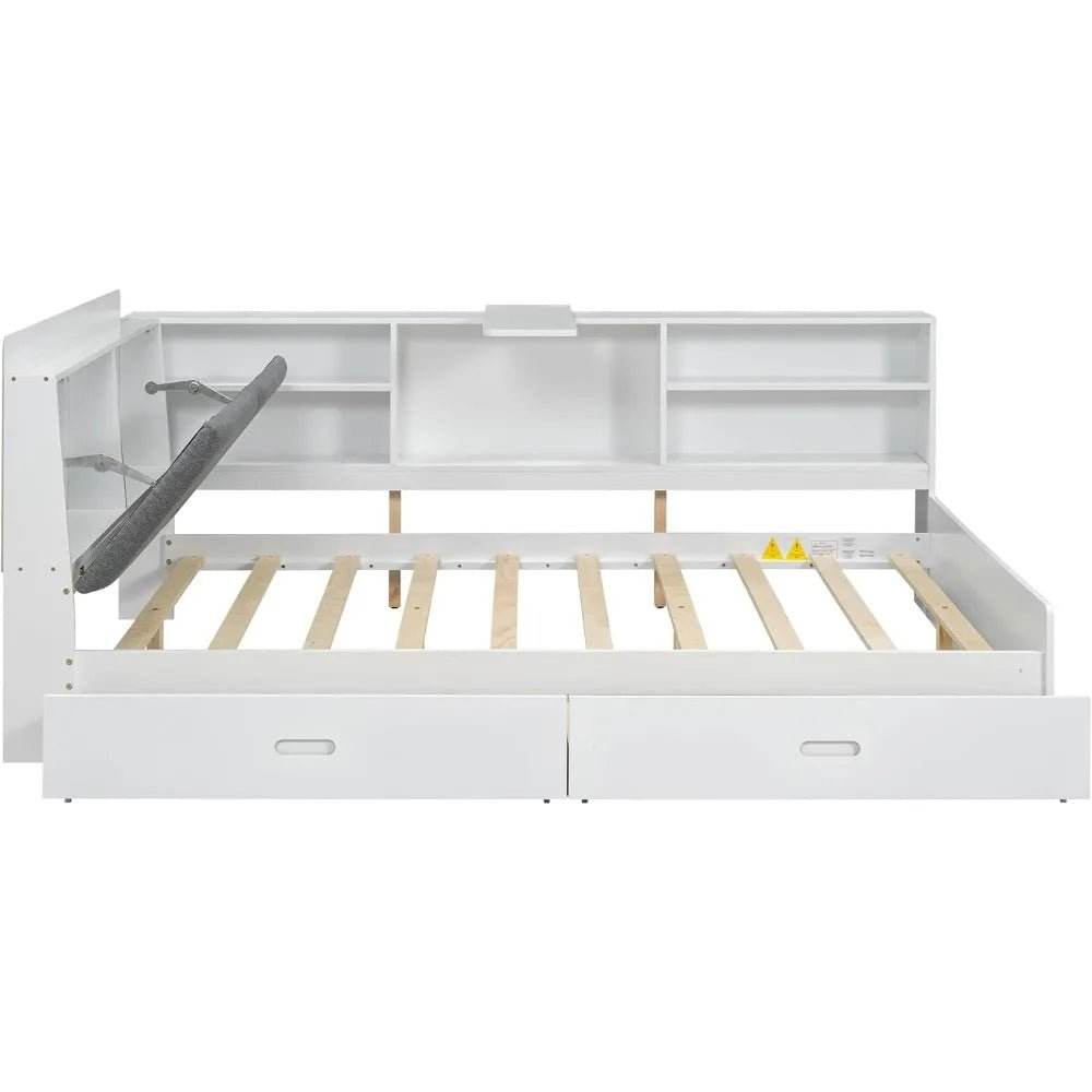 Modern Pine Wood Full Storage Bed Frame With Drawers - Omega Lifestyles