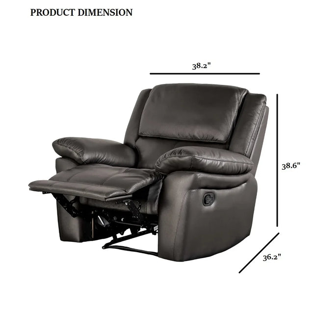 Transitional Black Leather Match Manual Recliner Chair - Omega Lifestyles