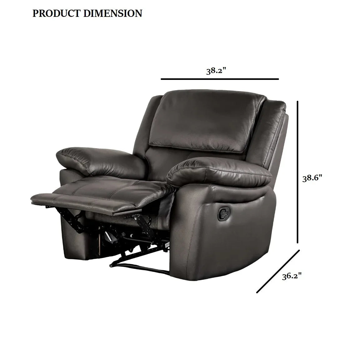 Transitional Black Leather Match Manual Recliner Chair - Omega Lifestyles