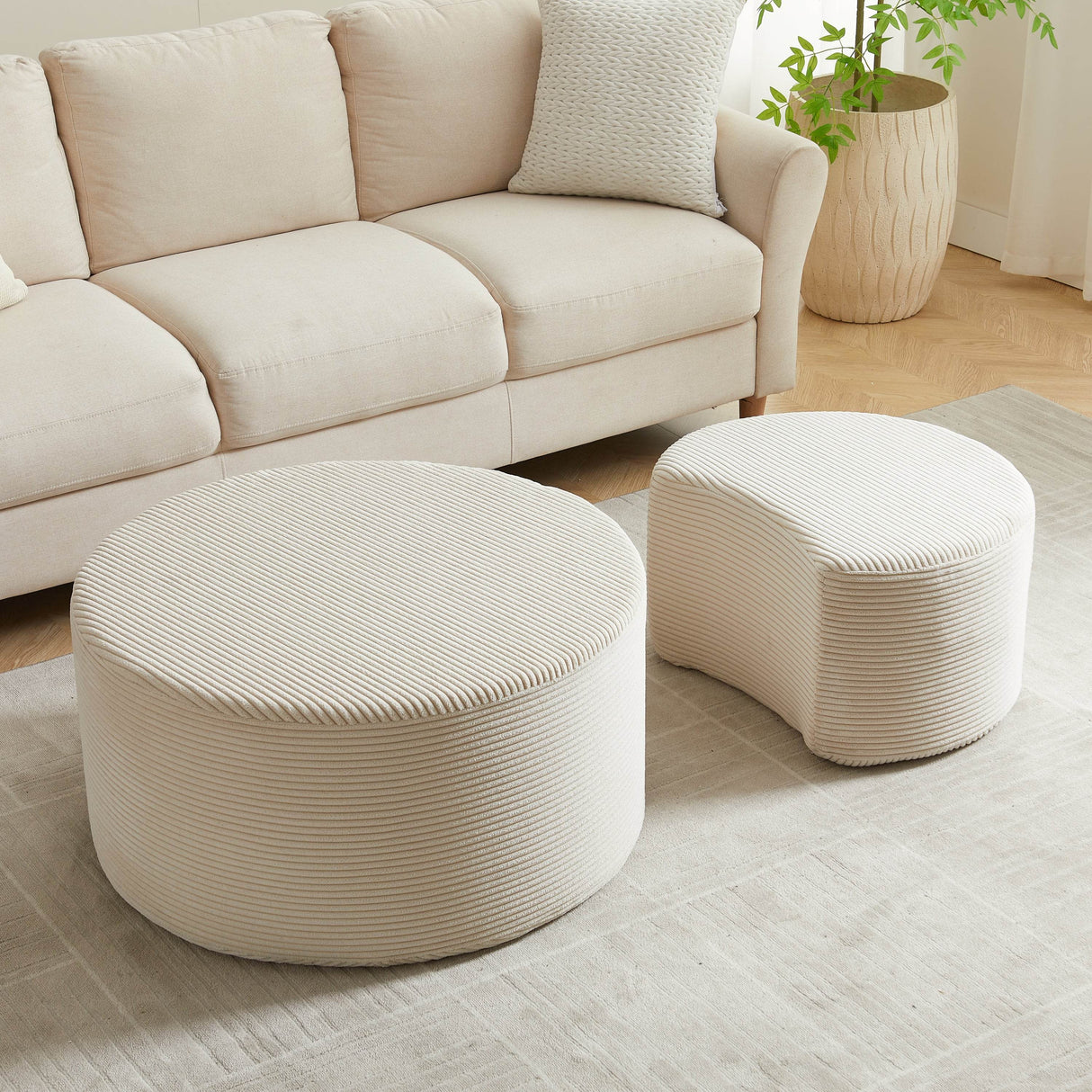 Set of 2 Upholstered Foam Ottoman Coffee Tables - Sleep Galleria