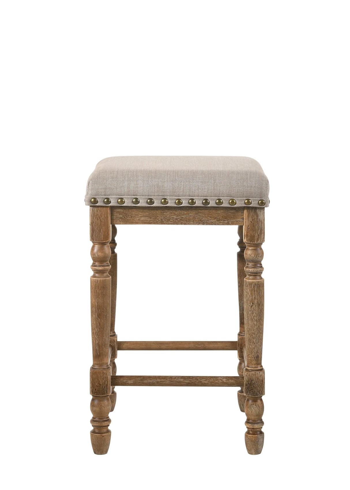 Set of 2 Beige Fabric Upholstered Counter Height Stools - Omega Lifestyles
