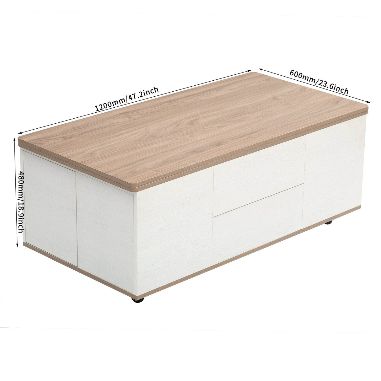 Modern Walnut White Lift Top Coffee Table With Drawers - Sleep Galleria
