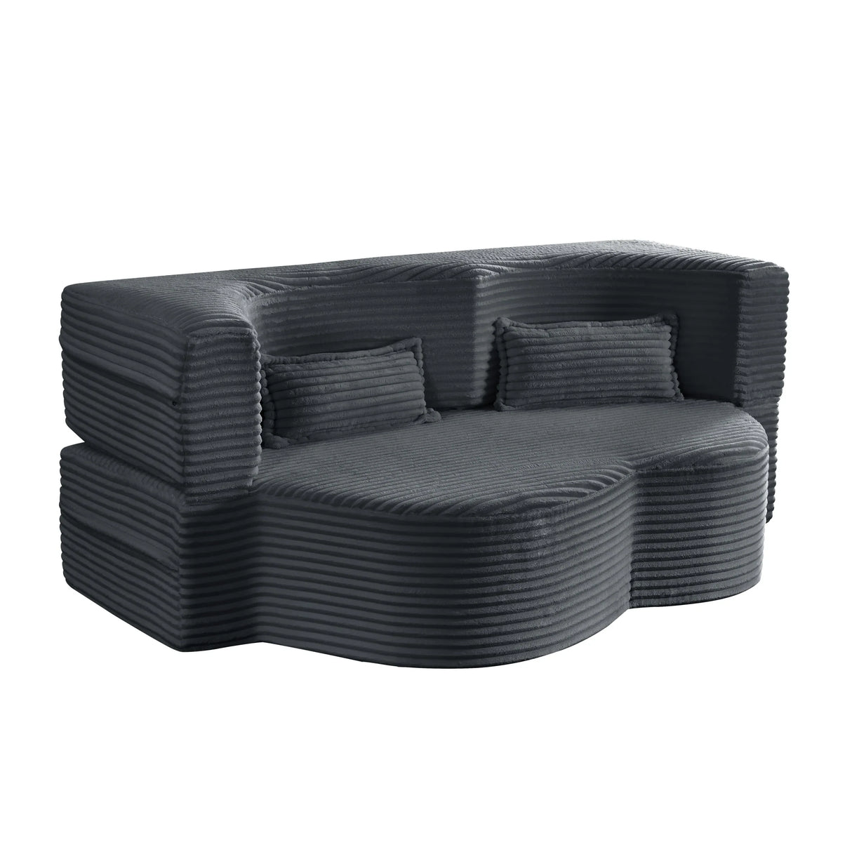 Full Size Plush Corduroy Folding Foam Sleeper Sofa Bed With Pillows - Omega Lifestyles