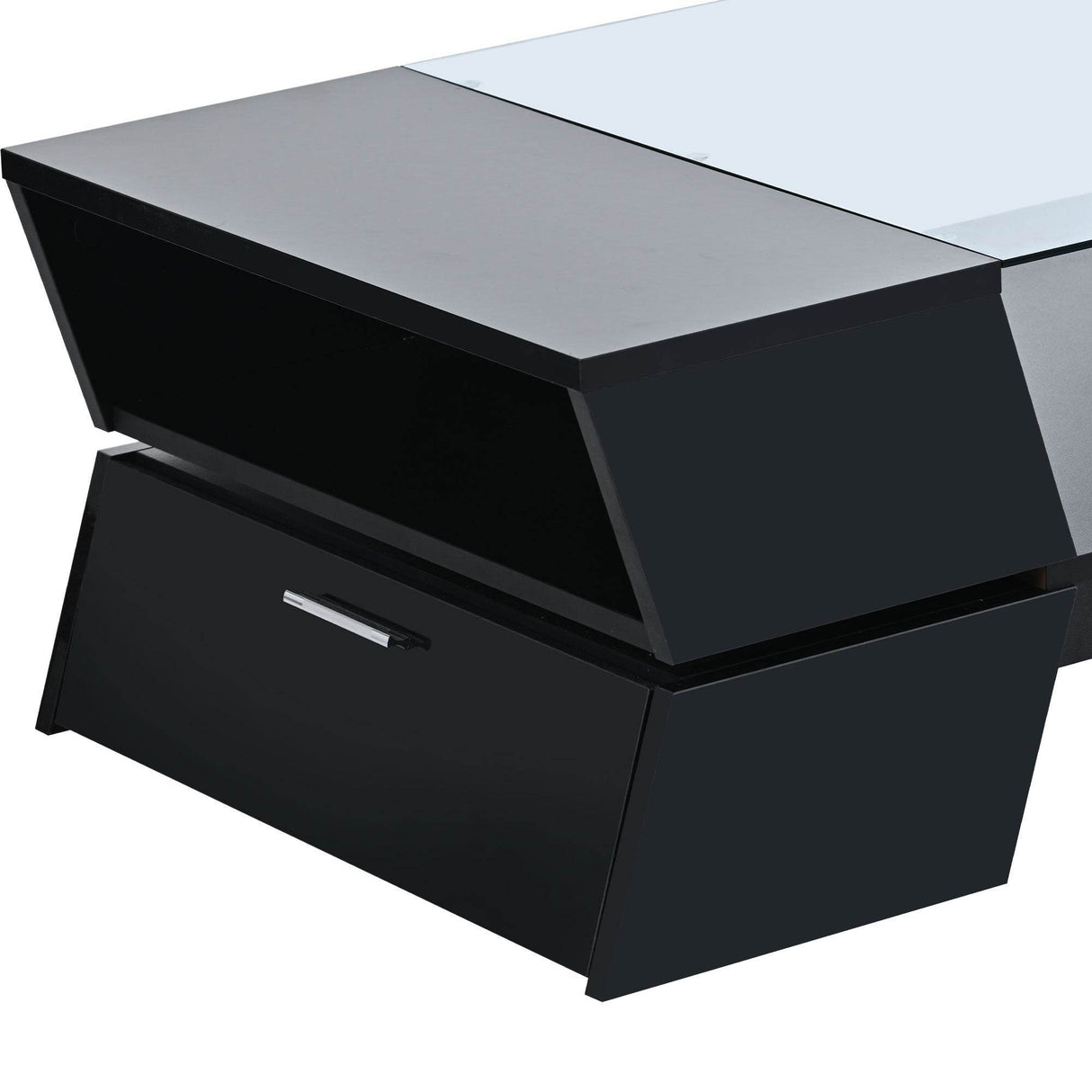 Modernist 2-Tier Black Tempered Glass Coffee Table - Sleep Galleria