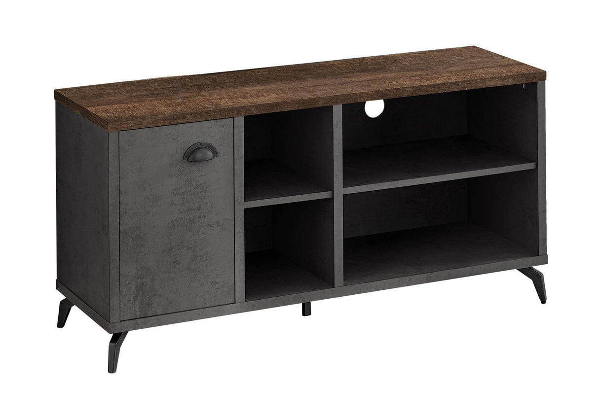 Industrial 48-Inch Grey Brown Media Console Cabinet - Sleep Galleria