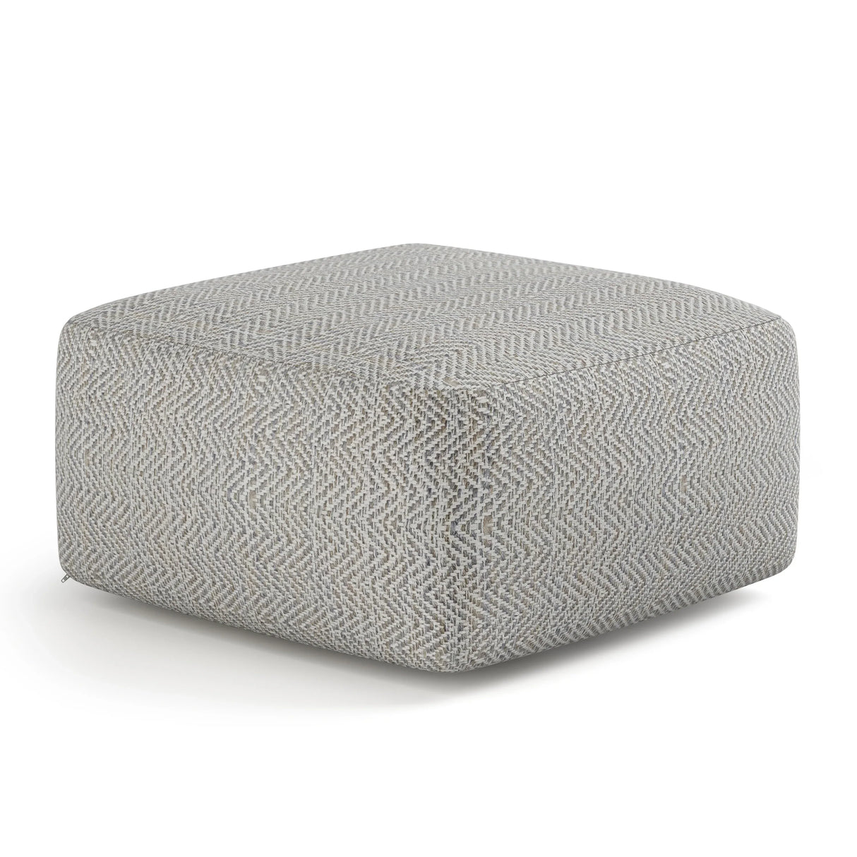 Square Fabric Pouf Ottoman With Polystyrene Bead Filling - Omega Lifestyles