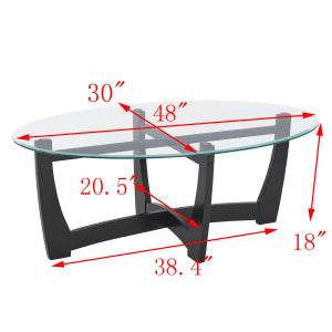 48-Inch Oval Tempered Glass Coffee Table - Sleep Galleria