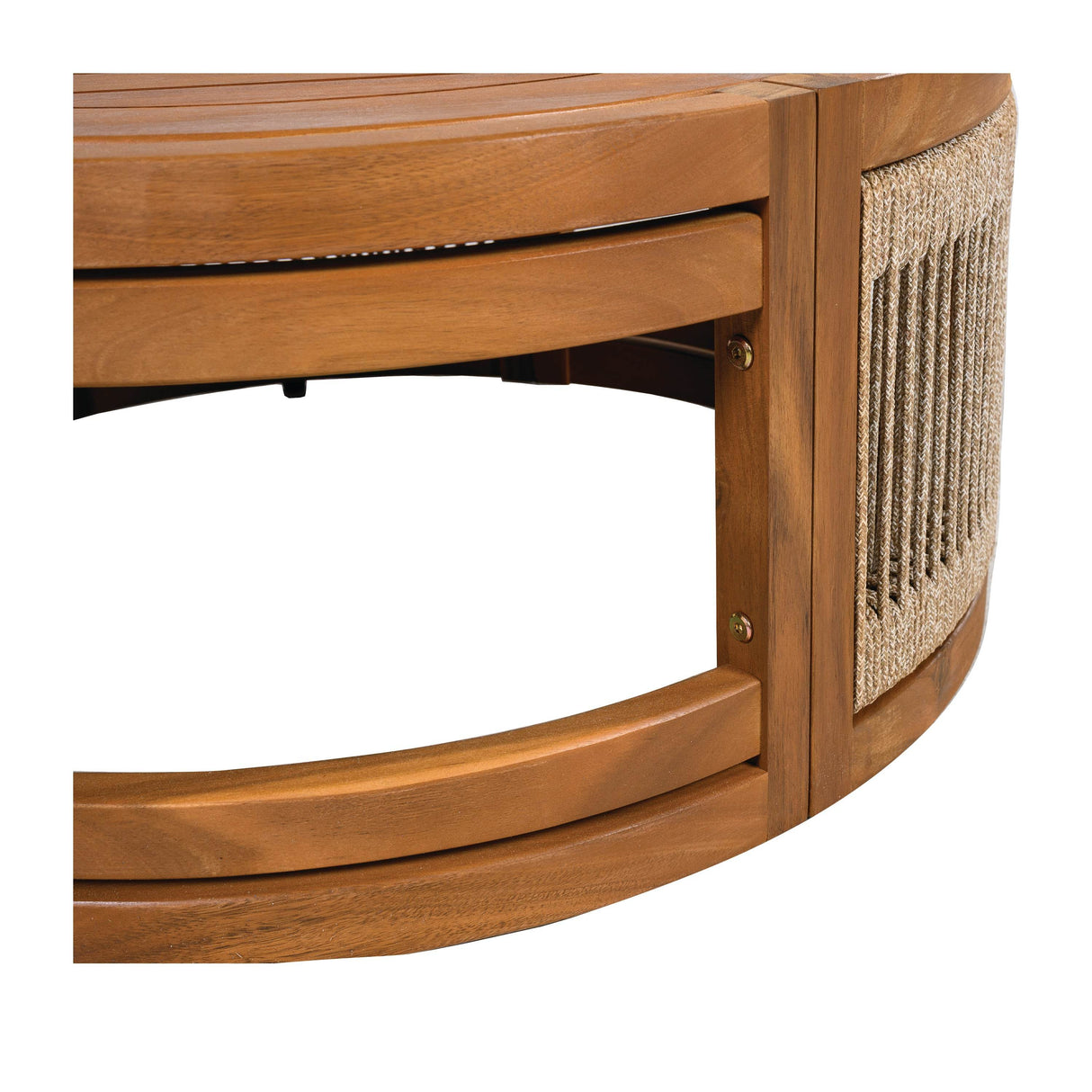 Acacia Wood Outdoor Coffee Table With Woven Rope Accents - Sleep Galleria