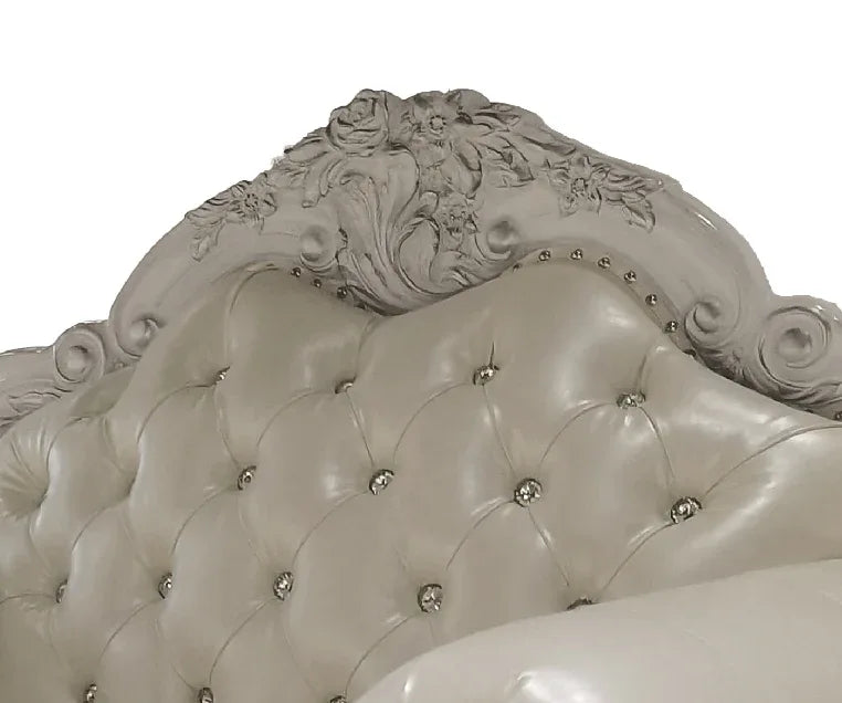 Dresden Faux Leather White Accent Chair With Pillows - Omega Lifestyles