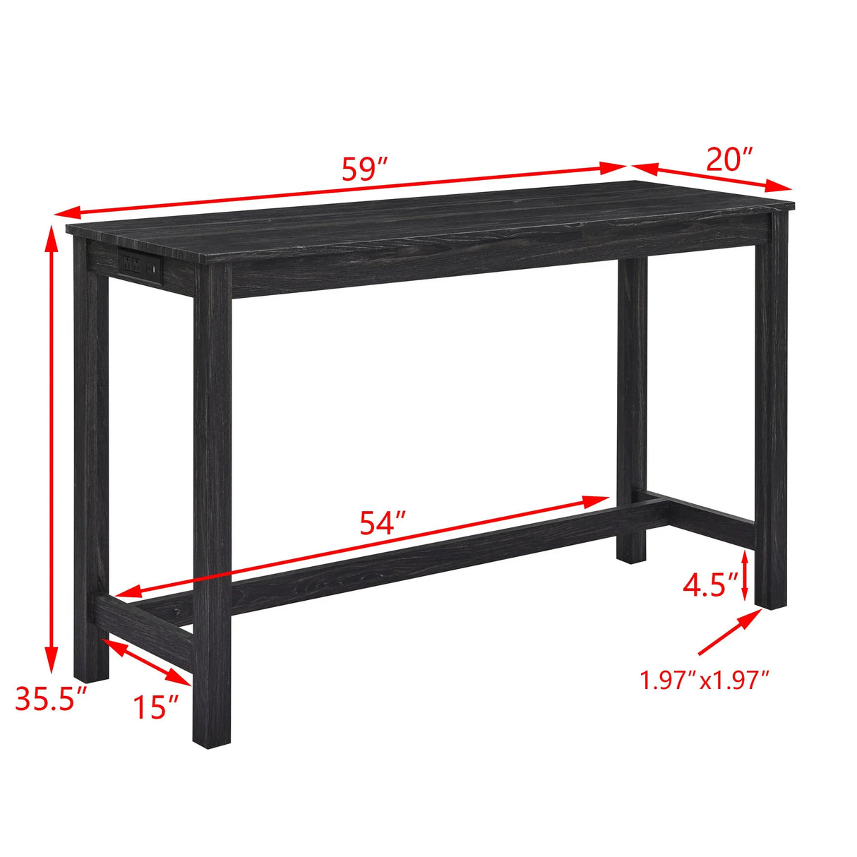 59-Inch Industrial Solid Wood Bar Table And Stools Set - Omega Lifestyles