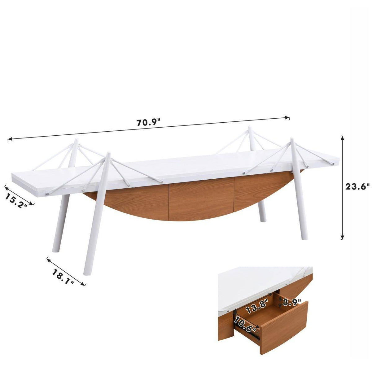 Sailboat-Shaped Modern MDF Wood TV Stand With Drawer - Sleep Galleria