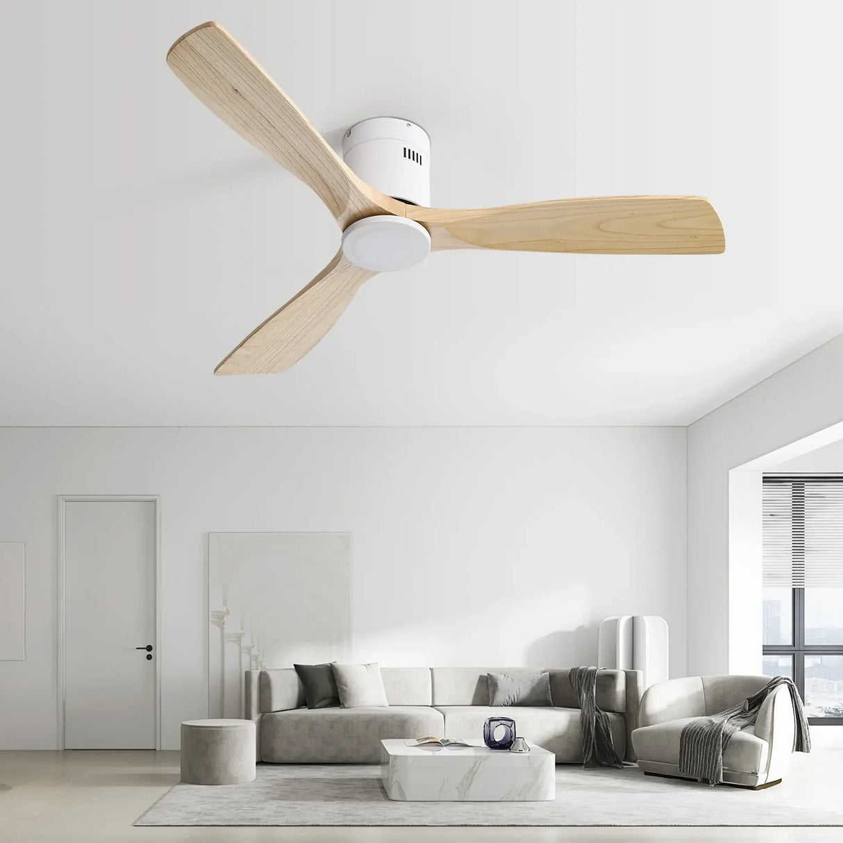 52-Inch Remote-Controlled Reversible DC Motor Wooden Ceiling Fan - Omega Lifestyles