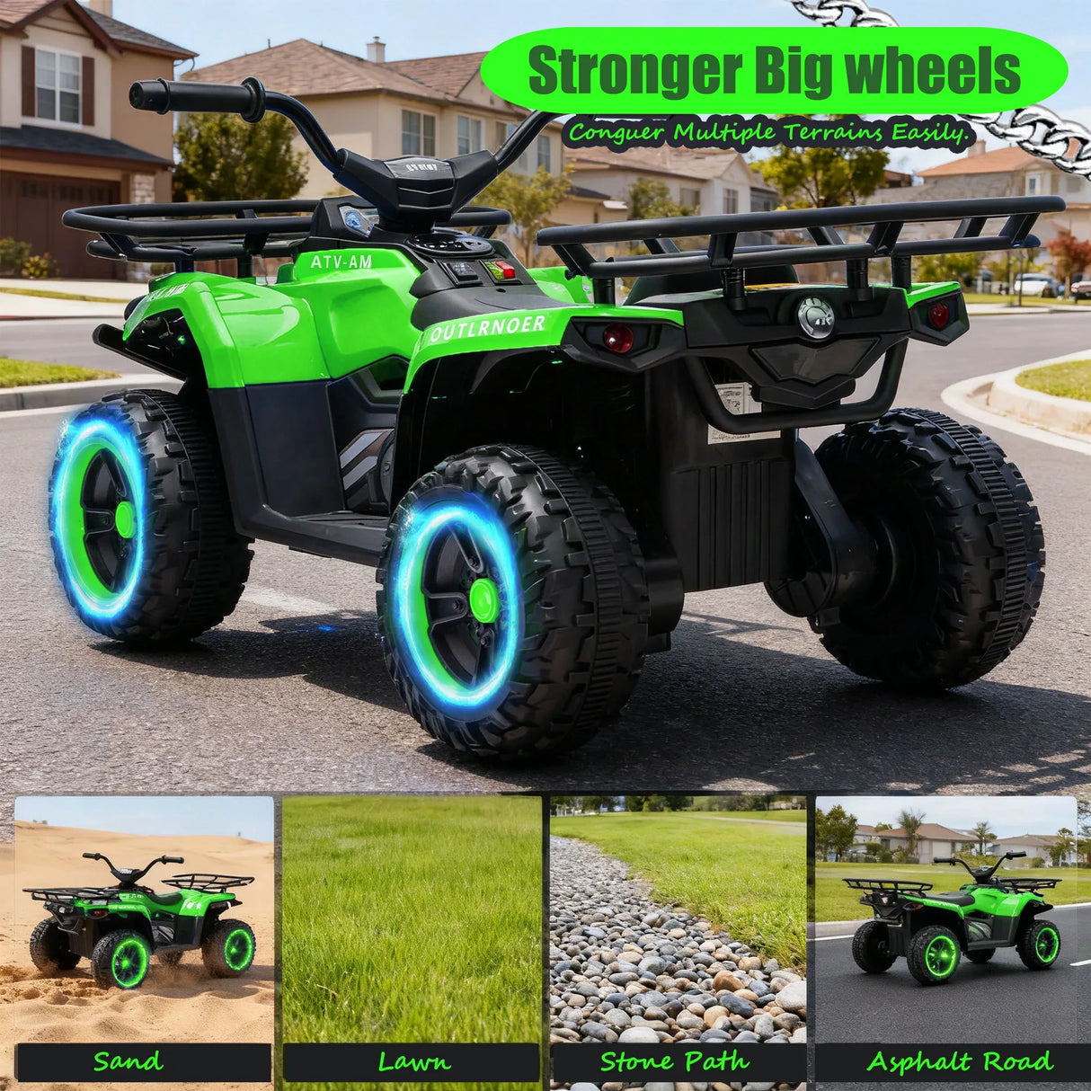 24V High-Power Kids Ride On ATV With LED Headlights - Omega Lifestyles