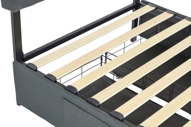 Twin Upholstered Bed Frame With Storage Drawers And USB Charging - Omega Lifestyles