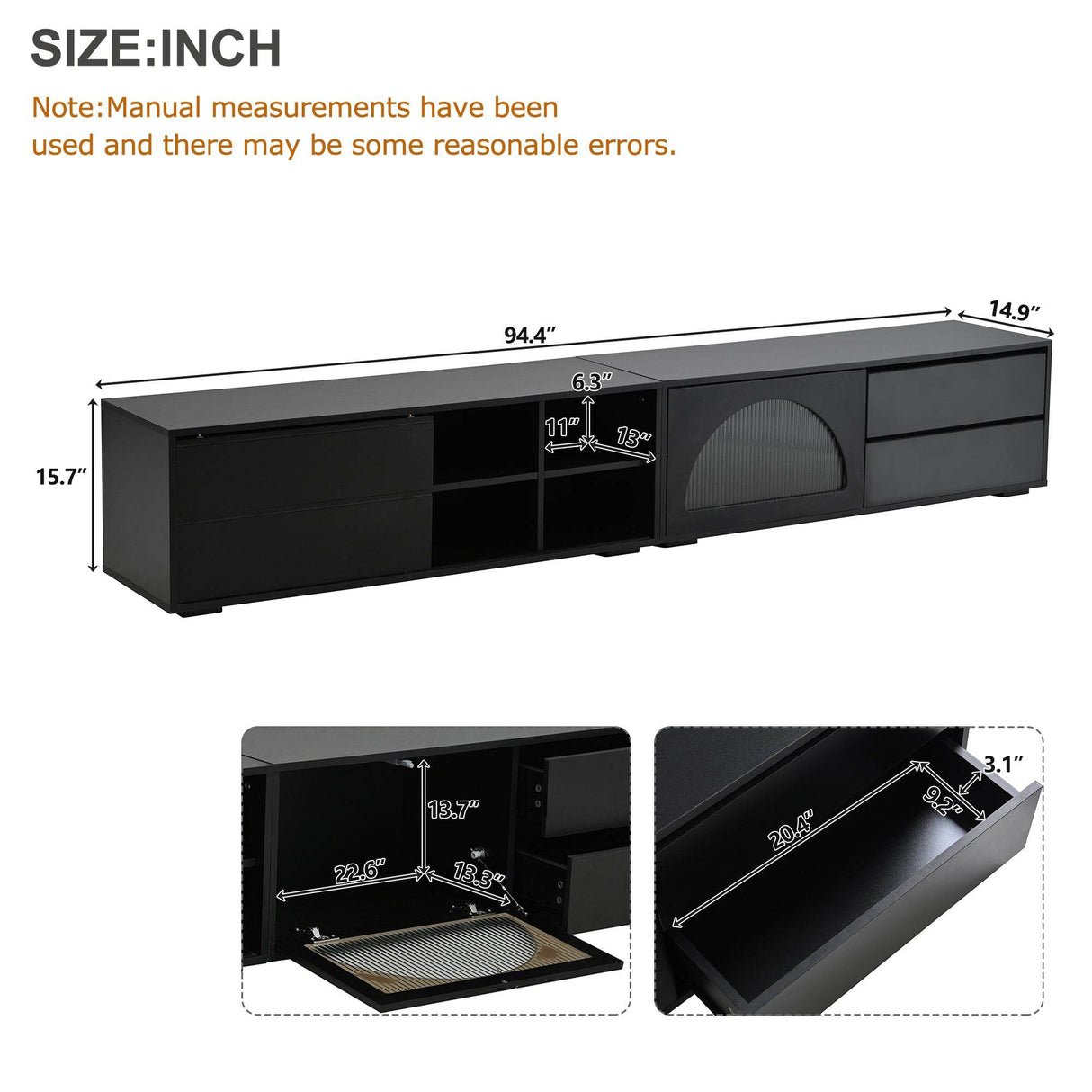 Modern Black TV Stand With LED Light And Storage - Sleep Galleria