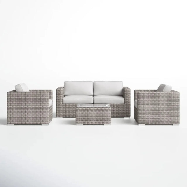 5-Piece Outdoor Weather-Resistant Wicker Sectional Seating Set - Omega Lifestyles
