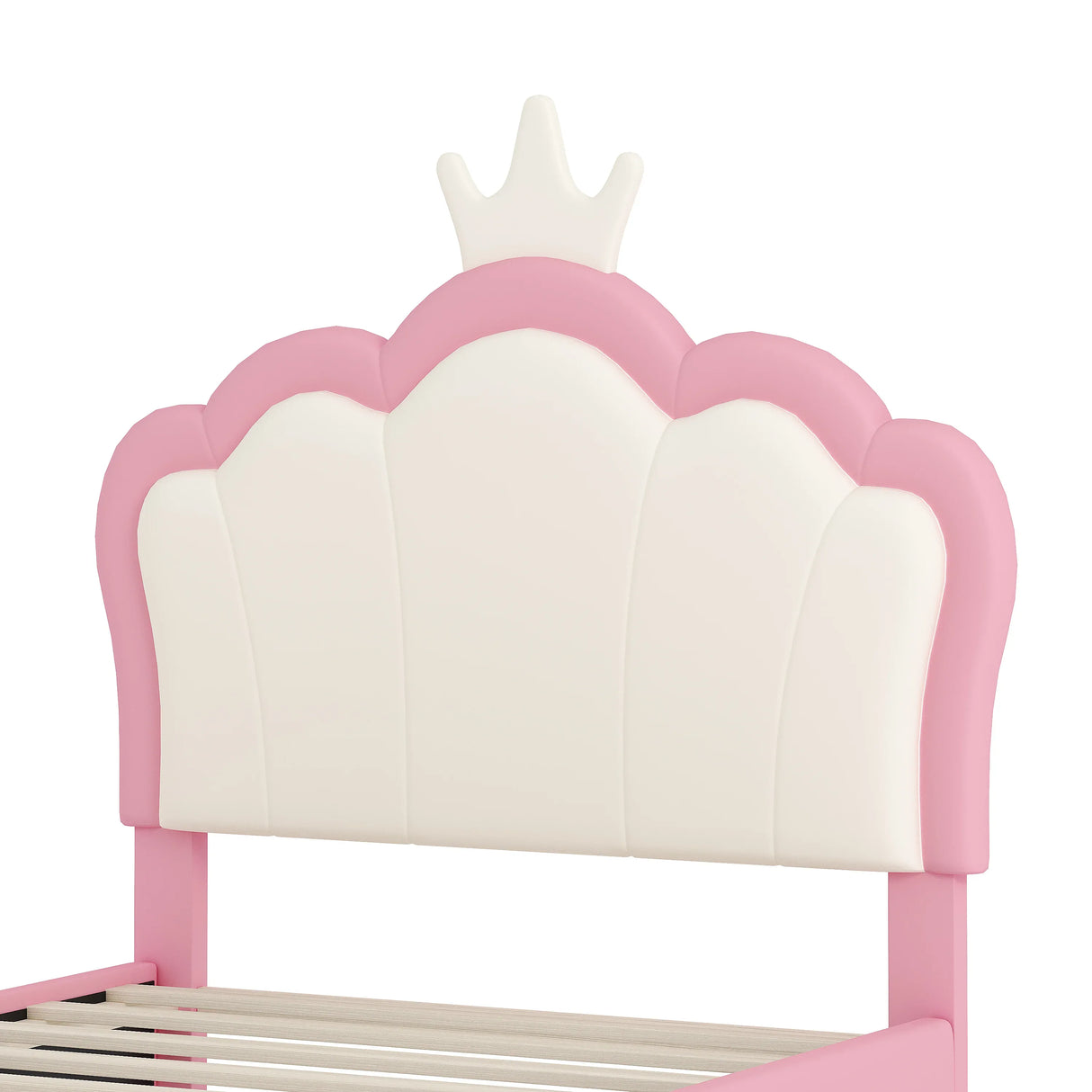 Twin PU Upholstered Princess Platform Bed With Crown Headboard - Omega Lifestyles