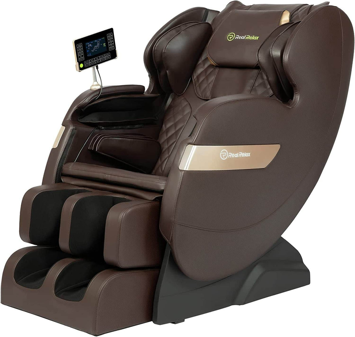 S Track Massage Chair, Full Body Zero Gravity Shiatsu Recliner with Smart Voice Controller, Brown