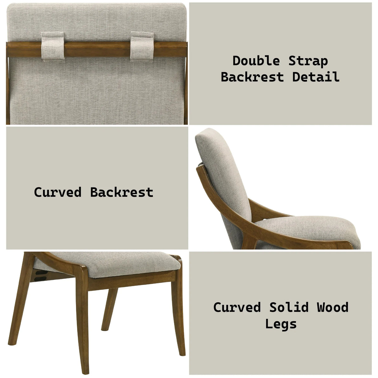 Gray Chenille And Vintage Oak Side Chair Set Of 2 - Omega Lifestyles