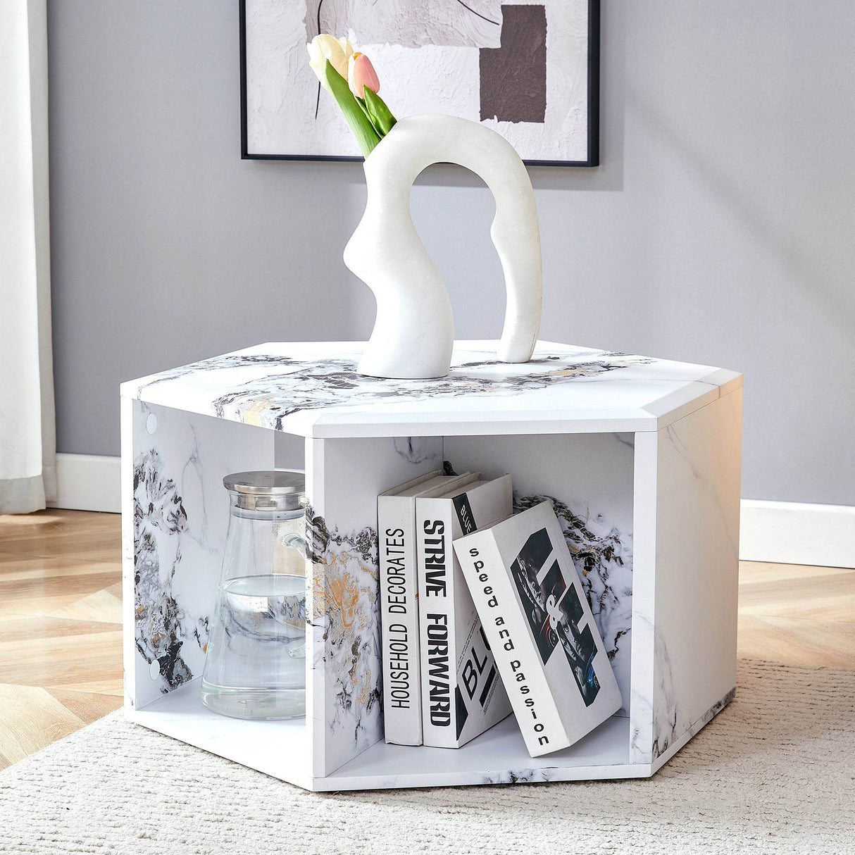 Hexagonal MDF Modern Stand-Up Coffee Table - Sleep Galleria