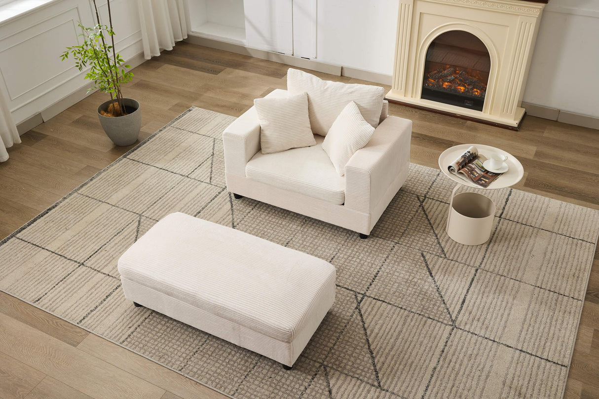 Corduroy Chaise Lounge Chair With Removable Ottoman - Omega Lifestyles