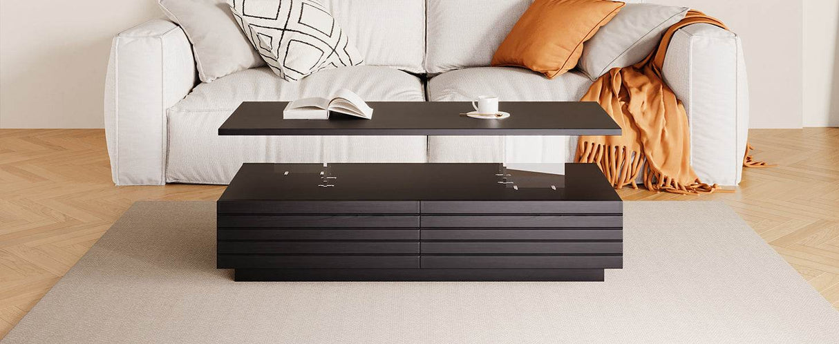 Modern Rectangular MDF Coffee Table With LED Lights - Sleep Galleria