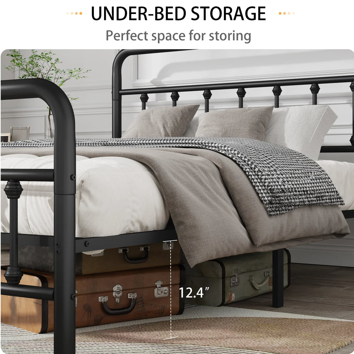 Full Size Metal Bed Frame With Headboard And Storage - Omega Lifestyles