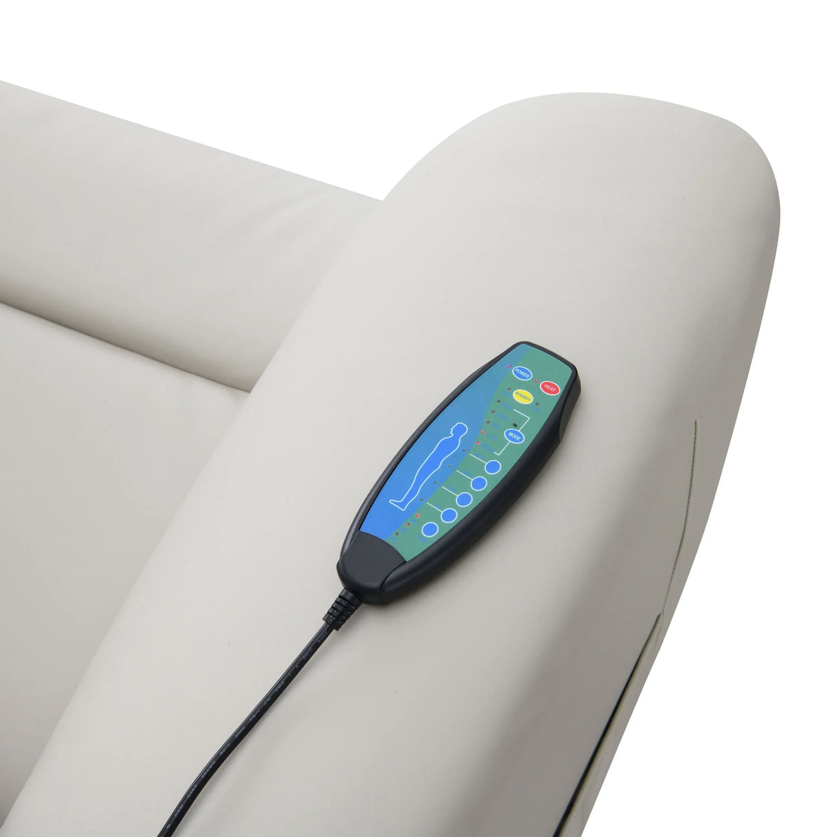 Light Gray Faux Leather Power Lift Heating Massage Chair - Omega Lifestyles