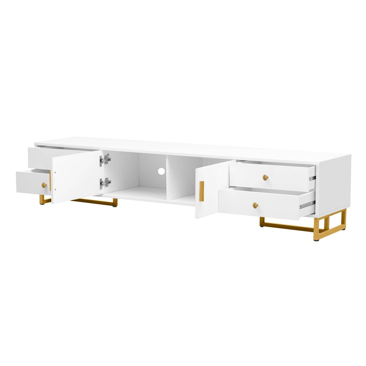Modern White MDF TV Stand With Storage Cabinet - Sleep Galleria