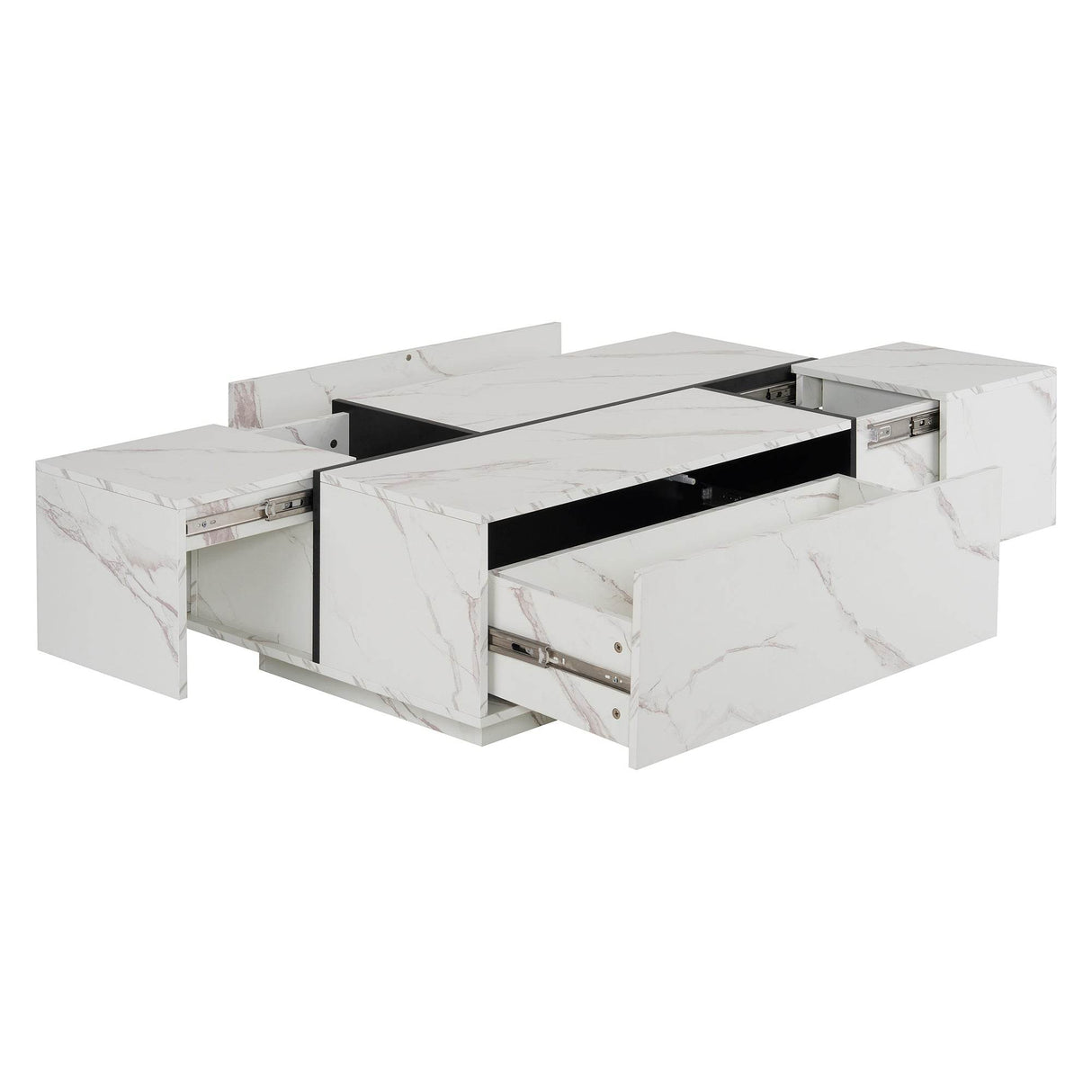 Modern White MDF Sliding Top Coffee Table With Storage - Sleep Galleria