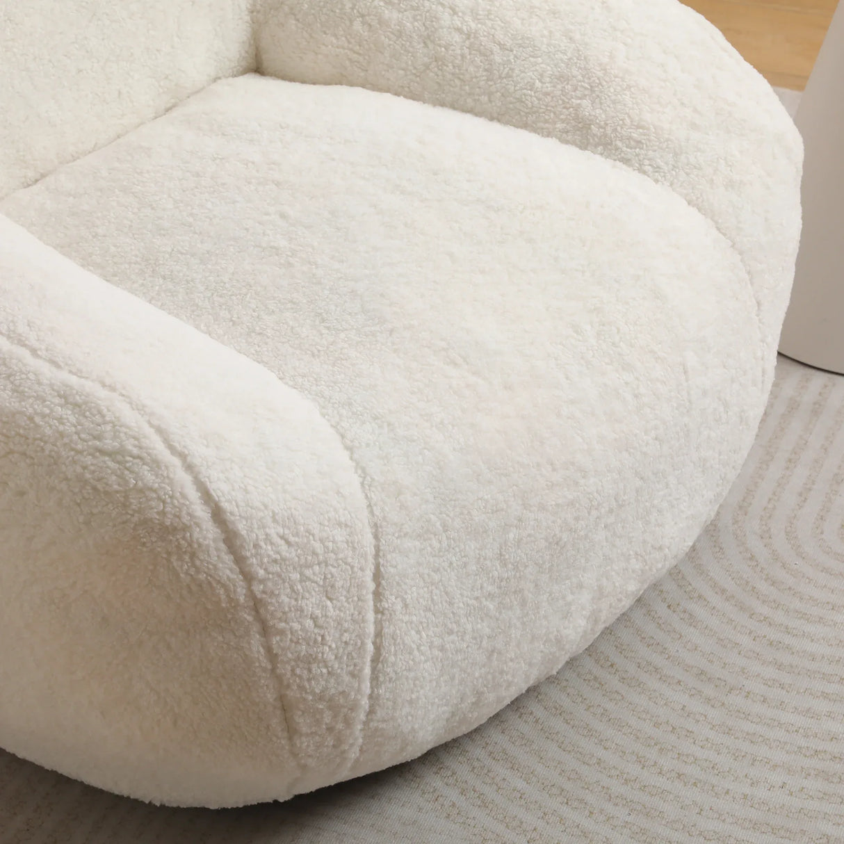 Spacious Off White Teddy Fabric Memory Foam Bean Bag Chair - Omega Lifestyles